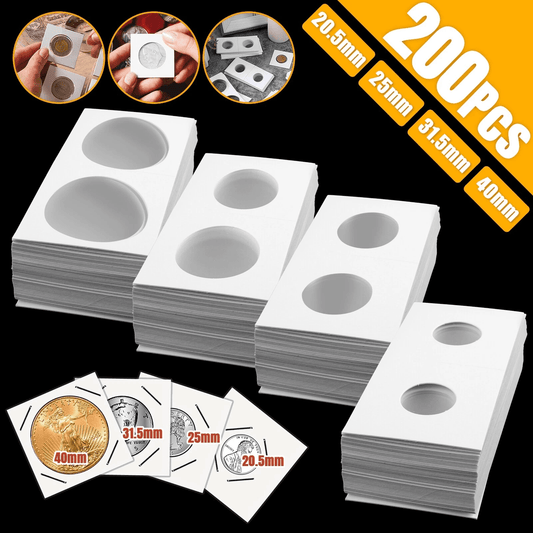 Coin Holders Mylar Paper Cardboard Flips in 4 Sizes for Coin Collection Storage Album Book