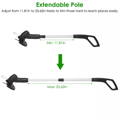 Cordless Electric Weed Trimmer & Lawn Edger with Rechargeable Battery and Extendable Pole