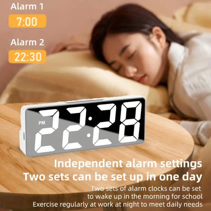Modern Digital Clock,LED Display with Date/Temperature, Auto Dim Feature,Snooze Function,Desktop Electronic Clock