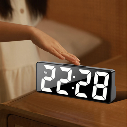 Modern Digital Clock,LED Display with Date/Temperature, Auto Dim Feature,Snooze Function,Desktop Electronic Clock