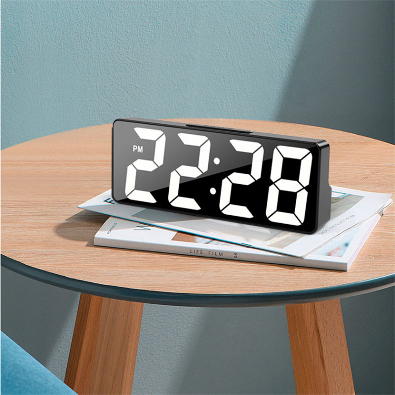 Modern Digital Clock,LED Display with Date/Temperature, Auto Dim Feature,Snooze Function,Desktop Electronic Clock