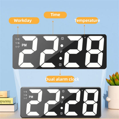 Modern Digital Clock,LED Display with Date/Temperature, Auto Dim Feature,Snooze Function,Desktop Electronic Clock