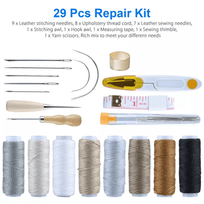 Leather Waxed Thread Sewing Kit, Complete Hand Stitching Tools with Needles, Awl & Accessories for DIY Leather Craft
