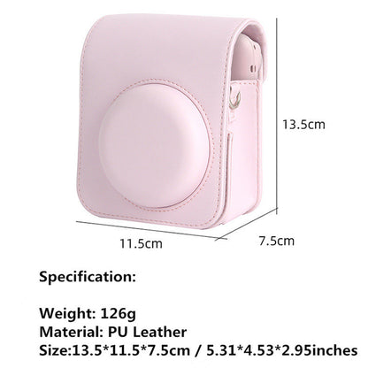 Instax Mini 12 PU Leather Camera Case, Soft Protective Travel Bag with Shoulder Strap for Fujifilm Instant Film Camera