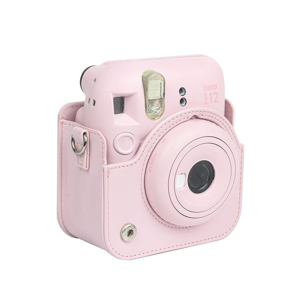 Instax Mini 12 PU Leather Camera Case, Soft Protective Travel Bag with Shoulder Strap for Fujifilm Instant Film Camera