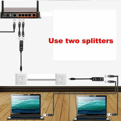 RJ45 1 to 2 / 1 to 3 Port Splitter Connector, Cat5 Cat6 Cat7 LAN Ethernet Adapter for Network Extension