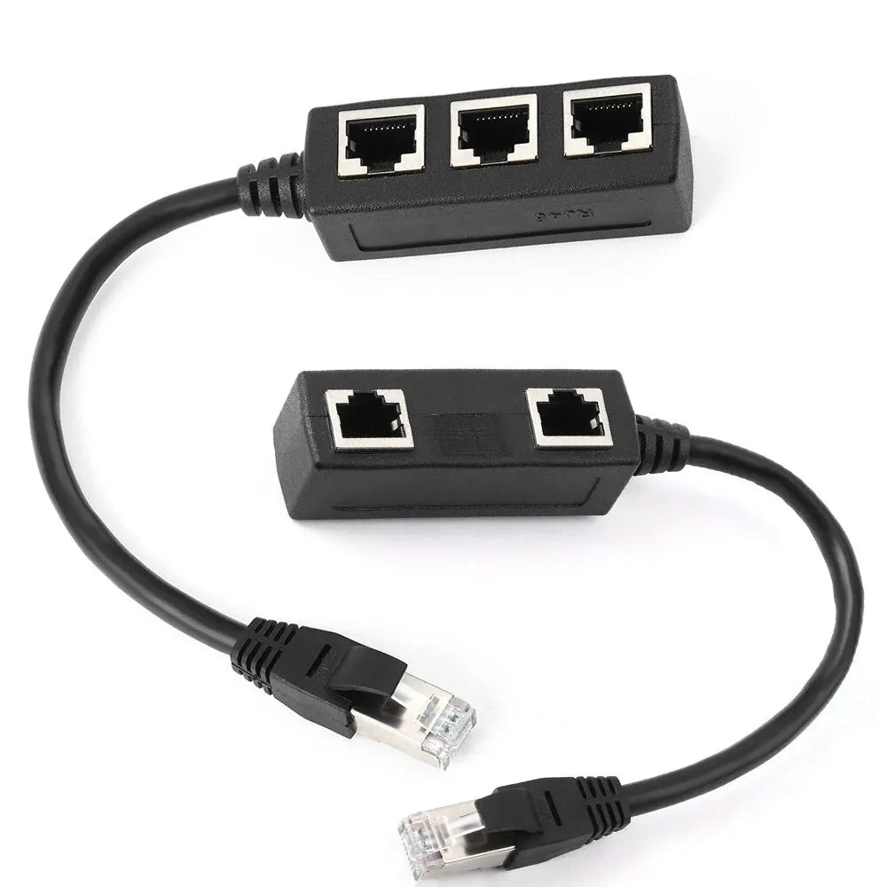 RJ45 1 to 2 / 1 to 3 Port Splitter Connector, Cat5 Cat6 Cat7 LAN Ethernet Adapter for Network Extension
