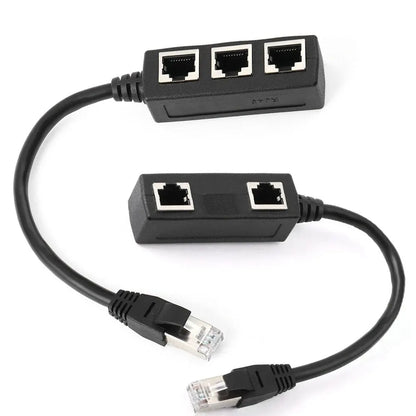 RJ45 1 to 2 / 1 to 3 Port Splitter Connector, Cat5 Cat6 Cat7 LAN Ethernet Adapter for Network Extension
