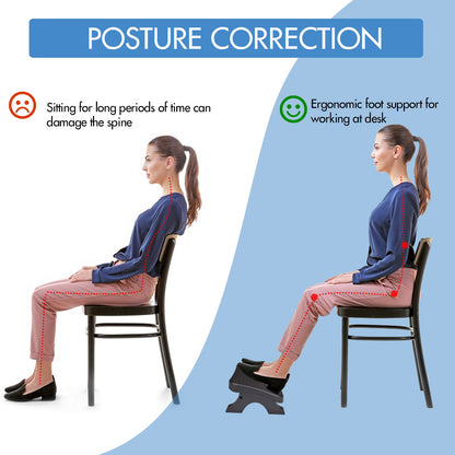 Ergonomic Under Desk Footrest with Massage Rollers, Pain Relief Leg Rest for Home Office Posture Correction