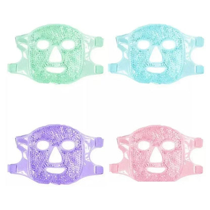Spa Ice Cold & Hot Heat Full Face Eye Mask, Gel Beads Compress for Puffy Eyes & Dark Circles