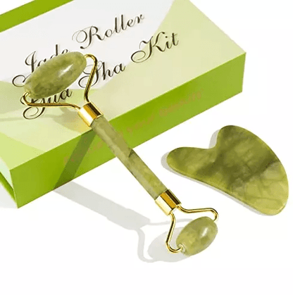 Real Jade Facial Roller and Gua Sha Set