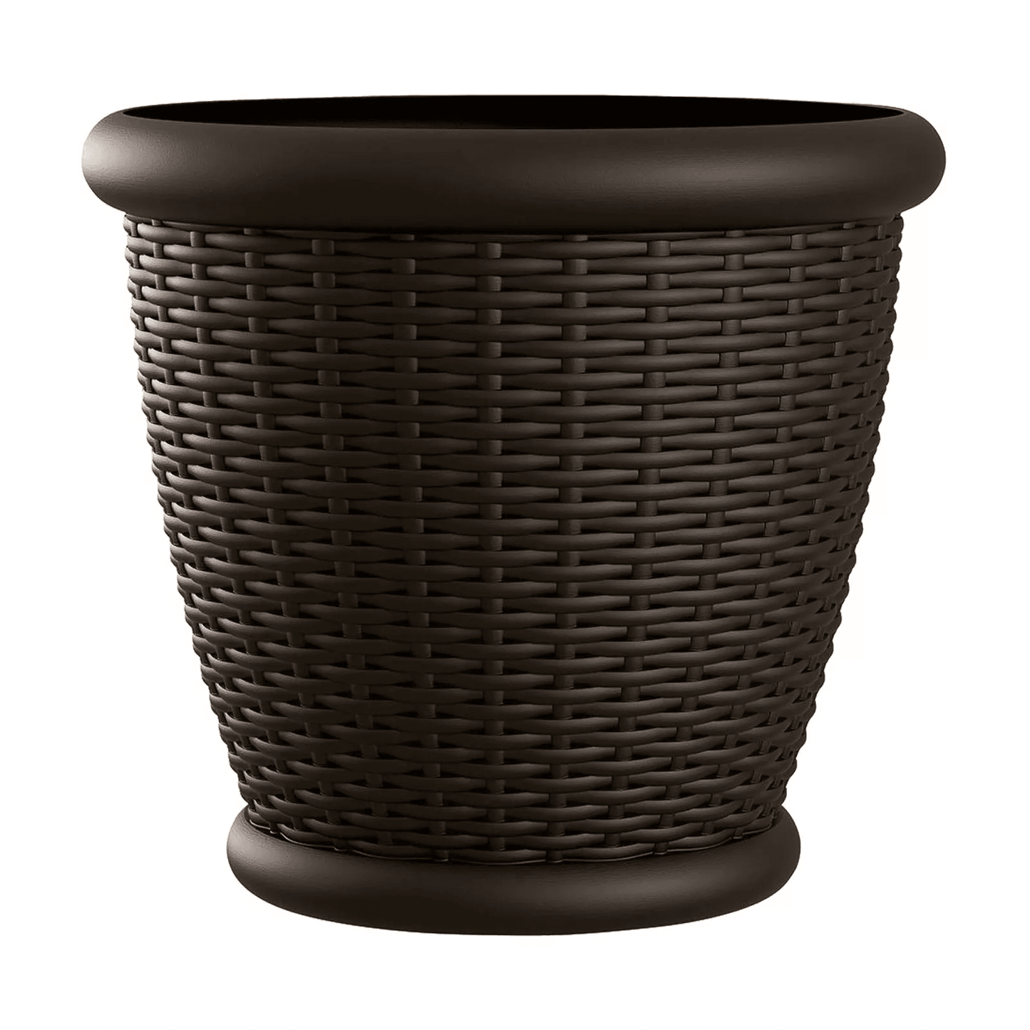 Suncast Willow Resin Wicker Patio Planter Pot, Java, Indoor Outdoor Decorative Garden Flower Pot