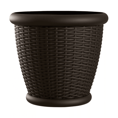 Suncast Willow Resin Wicker Patio Planter Pot, Java, Indoor Outdoor Decorative Garden Flower Pot