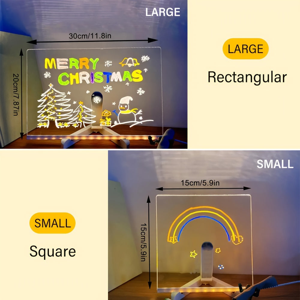 LED Light Up Acrylic Message Board, USB Erasable Drawing Board for Kids, Bars & Birthday Gifts