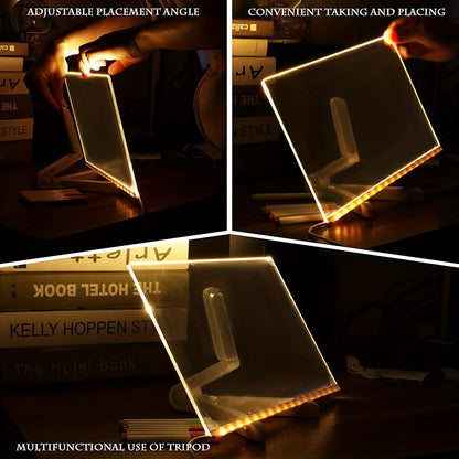 LED Light Up Acrylic Message Board, USB Erasable Drawing Board for Kids, Bars & Birthday Gifts