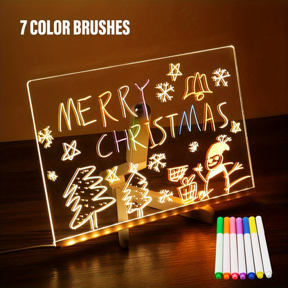 LED Light Up Acrylic Message Board, USB Erasable Drawing Board for Kids, Bars & Birthday Gifts