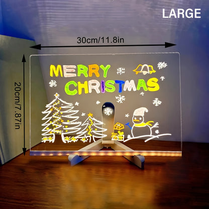 LED Light Up Acrylic Message Board, USB Erasable Drawing Board for Kids, Bars & Birthday Gifts
