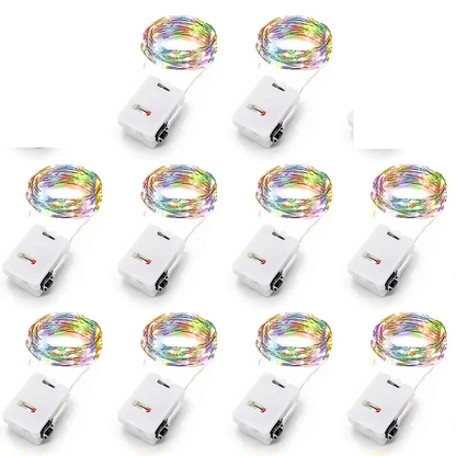 Battery Powered 10 Pack Mini Fairy Lights, Waterproof Copper Wire with 3 Speed Modes for Outdoor & Holiday Decor