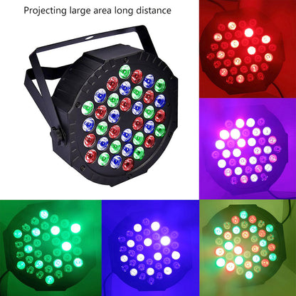 RGB DMX512 Flat Par Stage Light, Sound Activated DJ Disco Party Lamp for Wedding, Bar, Club & Holiday Events