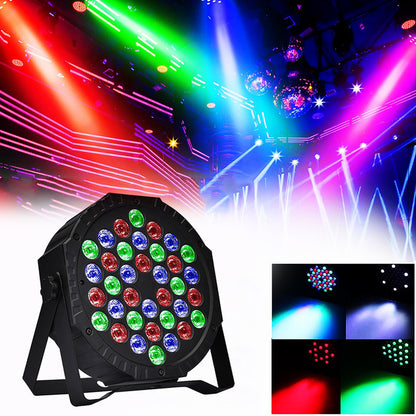 RGB DMX512 Flat Par Stage Light, Sound Activated DJ Disco Party Lamp for Wedding, Bar, Club & Holiday Events
