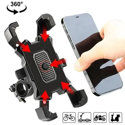 Electric Bicycle Mobile Phone Holder, 360° Rotatable Non-Slip Stand for Moto & Bike Riding