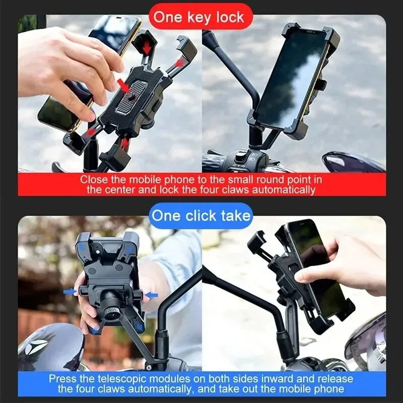 Electric Bicycle Mobile Phone Holder, 360° Rotatable Non-Slip Stand for Moto & Bike Riding