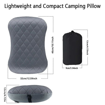 Ergonomic Ultralight Inflatable Travel Camping Pillow, Soft Washable Cover for Neck & Back Support, Portable Air Pillow