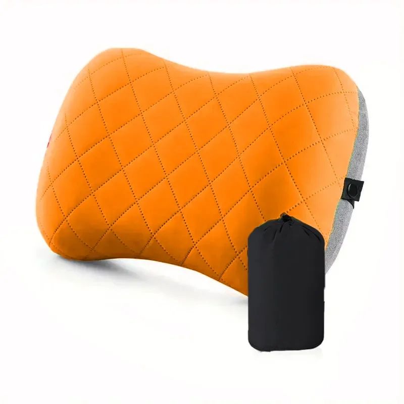 Ergonomic Ultralight Inflatable Travel Camping Pillow, Soft Washable Cover for Neck & Back Support, Portable Air Pillow