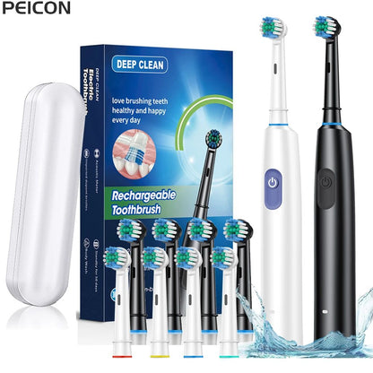 Electric Toothbrush with Rotating Brush Head, Rechargeable Rotary Toothbrush for Adults with Modes & Longer Battery Life
