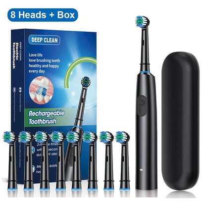 Electric Toothbrush with Rotating Brush Head, Rechargeable Rotary Toothbrush for Adults with Modes & Longer Battery Life