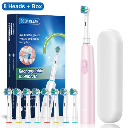 Electric Toothbrush with Rotating Brush Head, Rechargeable Rotary Toothbrush for Adults with Modes & Longer Battery Life
