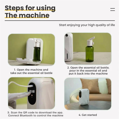 Aroma Diffuser Scent Machine with Bluetooth APP Control, Wall-Mountable Fragrance Smell Distributor for Home & Office