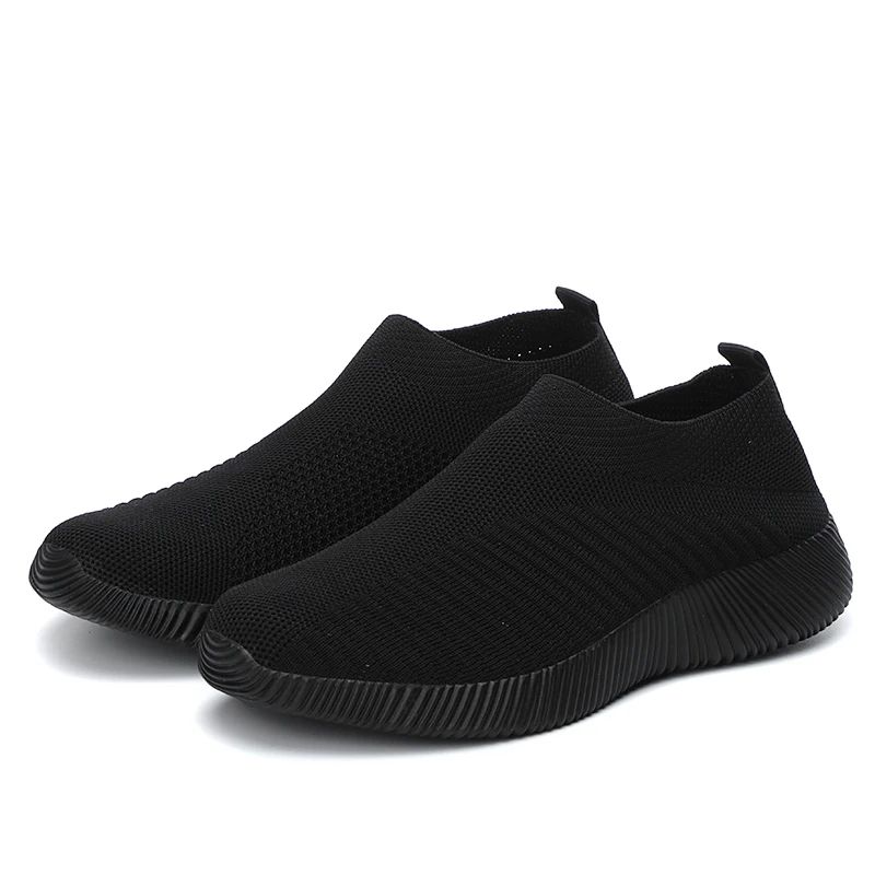 Lightweight Women's Breathable Mesh Sneakers, Solid Color Woven Low Top Walking & Running Sports Socks Shoes