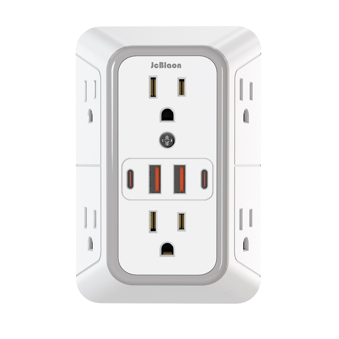 Universal Plug Power Strip, 6 AC Outlets, 4 USB Ports (2 Type-C) Wall Socket with Network Filter & Rapid Charging