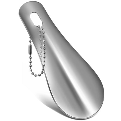 Portable Mini Black Shoehorn, Stainless Steel Durable Shoe Horn with Key Ring, Compact Travel Footwear Accessory Tool