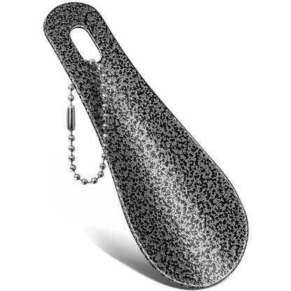 Portable Mini Black Shoehorn, Stainless Steel Durable Shoe Horn with Key Ring, Compact Travel Footwear Accessory Tool