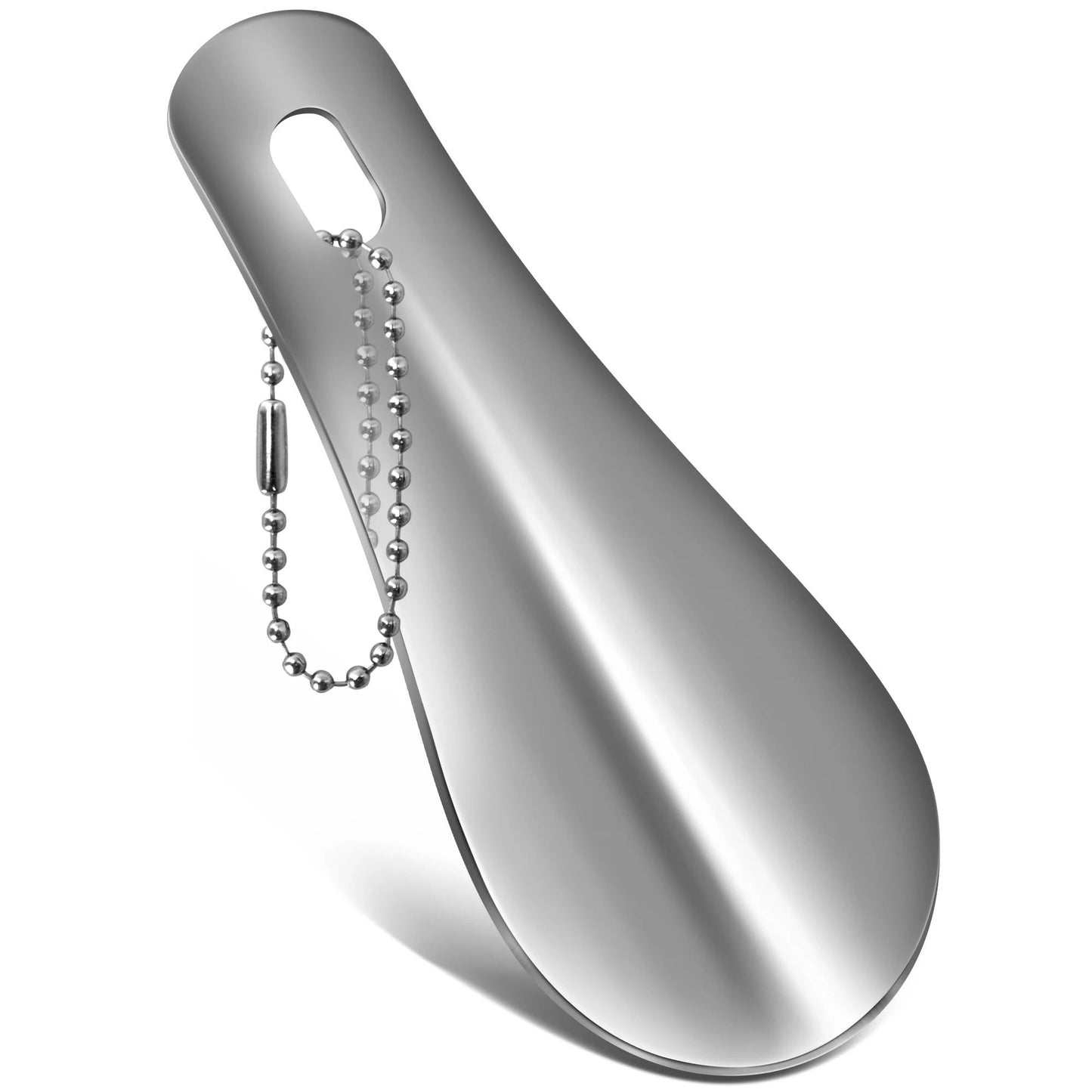 Portable Mini Black Shoehorn, Stainless Steel Durable Shoe Horn with Key Ring, Compact Travel Footwear Accessory Tool