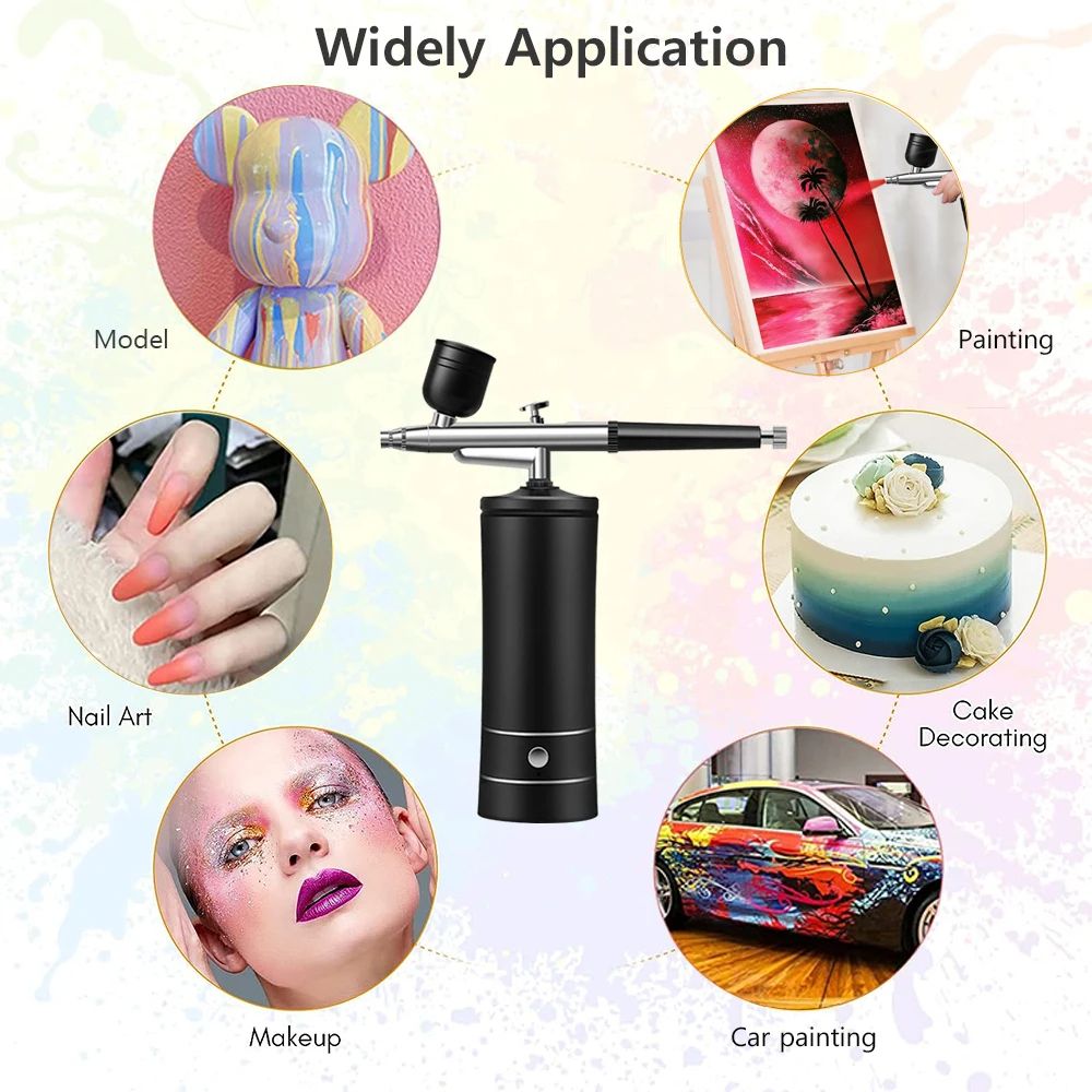 Airbrush Nail Art Painting Kit with Compressor, Mini Portable Airbrush Gun Set