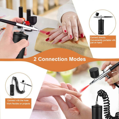 Airbrush Nail Art Painting Kit with Compressor, Mini Portable Airbrush Gun Set
