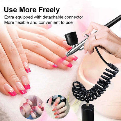 Airbrush Nail Art Painting Kit with Compressor, Mini Portable Airbrush Gun Set