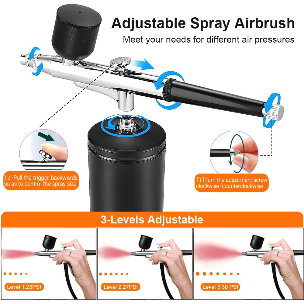 Airbrush Nail Art Painting Kit with Compressor, Mini Portable Airbrush Gun Set