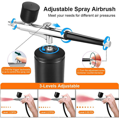Airbrush Nail Art Painting Kit with Compressor, Mini Portable Airbrush Gun Set