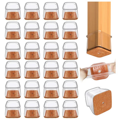 Square Chair Leg Floor Protectors Silicone Furniture Pads for Hardwood Floors, Furniture Sliders for Chair Legs, Durable