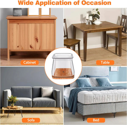 Square Chair Leg Floor Protectors Silicone Furniture Pads for Hardwood Floors, Furniture Sliders for Chair Legs, Durable