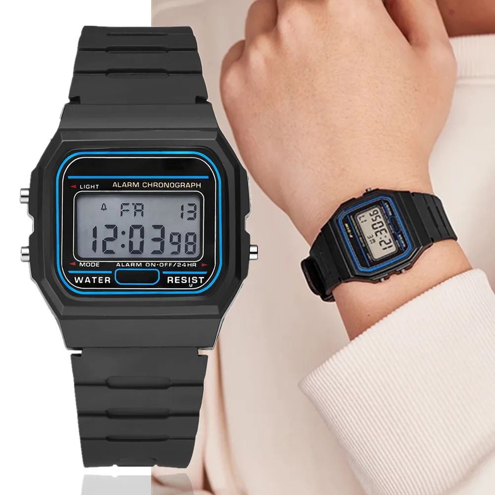 Men Digital Sports Watch, Top Brand Simple Square LED Wristwatch with Casual Silicone Band, Ideal Electronic Clock Gift