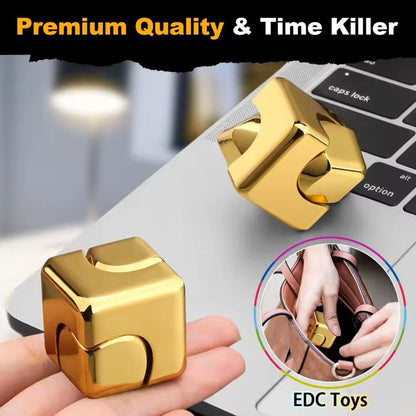 Alloy Cube Spinner Fidget Toy for Adults Anti Stress Portable Finger Gyroscope