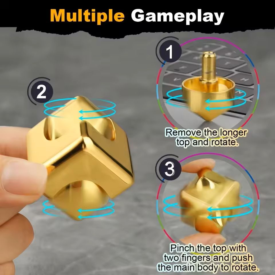 Alloy Cube Spinner Fidget Toy for Adults Anti Stress Portable Finger Gyroscope