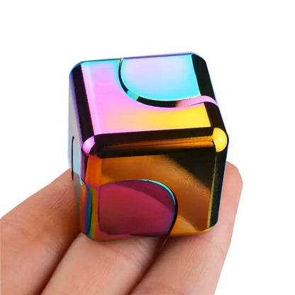 Alloy Cube Spinner Fidget Toy for Adults Anti Stress Portable Finger Gyroscope