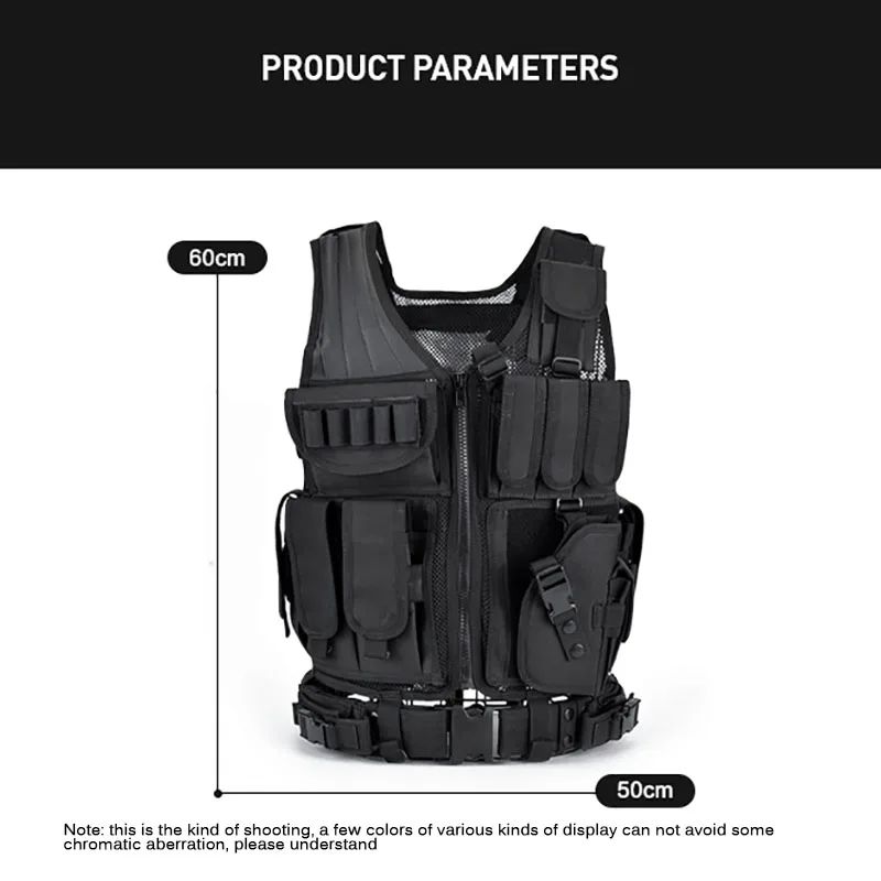 Adjustable Molle Tactical Vest Security Combat Body Armor Vests for Airsoft CS Game Hunting Army Outdoor Training Gear