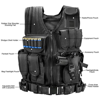 Adjustable Molle Tactical Vest Security Combat Body Armor Vests for Airsoft CS Game Hunting Army Outdoor Training Gear